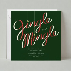 Papierloze post aanpasbare sjabloon uitnodiging kerstfeest | Vet en typografisch | Vakantie, rinkelen en mengen | Direct downloaden