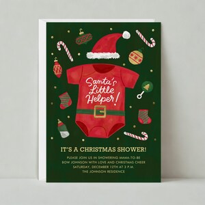 Weihnachts-Party Einladung | Illustrativ | Babyparty, Flasche, Weihnachtsverzierung | Papierlose Post Anpassbare Vorlage | Sofort Download