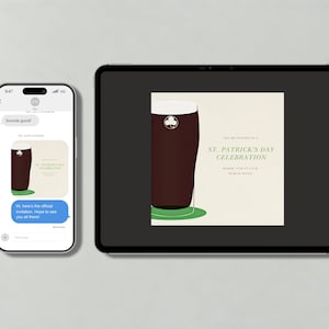 St Patricks Day Party Invitation | Guinness, Pints, Beer, Shamrocks, Ale, Cream |Paperless Post Customizable Template | Instant Download