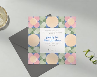Paperless Post Customizable Spring Party Invitation Template | Modern, Abstract | Painted, Abstract Flowers | Instant Download