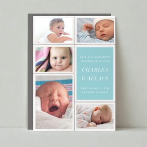 Papierlose Post Anpassbare Geburtsanzeige Kartenvorlage | Babyparty, Borte, Foto, Galerien | Sofort Download