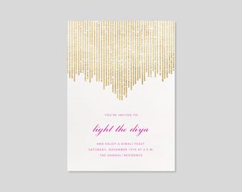 Diwali Party Invitation | Modern, Abstract, Retro | Beads, Formal, Hanging, Pink |Paperless Post Customizable Template | Instant Download
