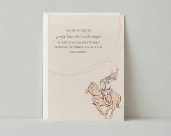 Paperless Post Customizable Bachelorette Party Invitation Template | Illustrative | Drawn, Lasso, Horse, Cowboy, Rope | Instant Download