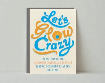 Paperless Post Customizable Hanukkah Party Invitation Template | Fun, Modern, Judaism, Candles, Hebrew, Cream, Orange | Instant Download