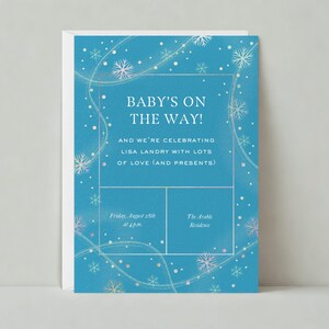 Paperless Post Anpassbare Babypartyeinladungsvorlage | Grafisch, Illustrativ | Schneeflocke, Holographisch | Sofort Download