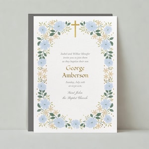Papierloze sjabloon voor aanpasbare doop- en doopfeest | Illustratief, romantisch | Botanisch | Direct downloaden