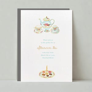 Party Invitation | Tea Sets, Tea Pots, Tea Party, Afternoon Teas, White |Paperless Post Customizable Template | Instant Download