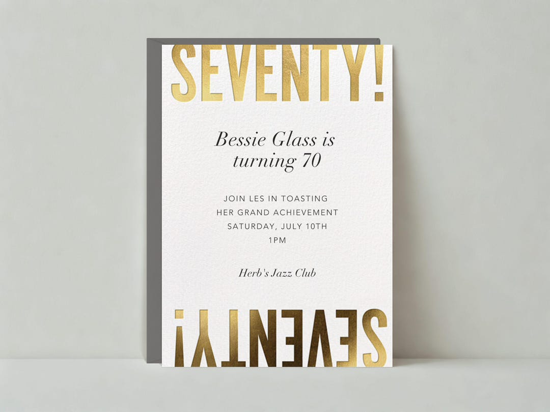 Milestone Birthday Party Invitation | Bold and Typographic | 70th ...