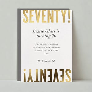 Uitnodiging verjaardagsfeestje mijlpaal | Vet en typografisch | 70e | Papierloze post aanpasbare sjabloon | Direct downloaden