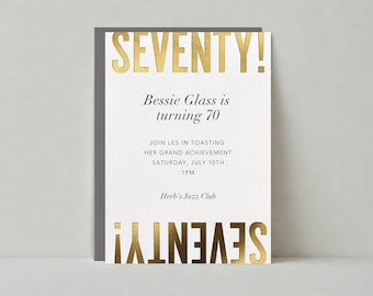 Milestone Birthday Party Invitation | Bold And Typographic | 70th |Paperless Post Customizable Template | Instant Download