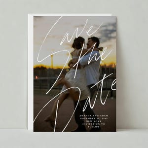 Save The Date bruiloft | Gedurfd en typografisch, eenvoudig en minimaal | Foto | Papierloze aanpasbare sjabloon voor post | Direct downloaden