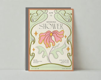 Paperless Post Customizable Wedding Shower Invitation Template | Retro | 60s, Art Nouveau, Vintage, Retro, Art Deco | Instant Download