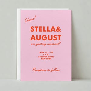 Plantilla de invitación de boda personalizable sin papel / Audaz y tipográfica, retro / Descarga instantánea
