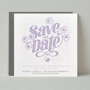 Personnalisez votre anniversaire sans papier de Zazzle.be Liste d'envies Vous avez des idées ? lumière, calligraphie, couture, s'épanouir, élégant, violet | Téléchargement instantané