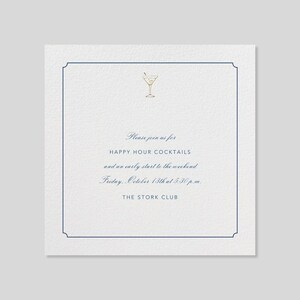 Happy Hour-uitnodiging | Klassiek en elegant, formeel | Rand, martini, cursief | Papierloze aanpasbare sjabloon voor post | Direct downloaden