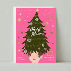 Paperless Post Anpassbare Cocktail-Party Einladung Vorlage | Illustrativ | Urlaub, Haar, Silberfolie | Sofort Download