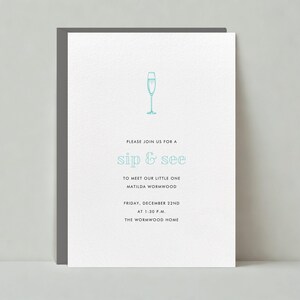 Paperless Post Anpassbare Sip And See Party Einladung Vorlage | Einfach und Minimal | Baby Shower, Print, Schrift, Klein | Sofort Download