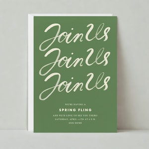 Plantilla de invitación a fiesta de primavera personalizable sin papel / Audaz y tipográfica / Acuarela / Descarga instantánea