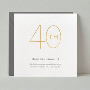 Plantilla de invitación personalizable para fiesta de cumpleaños de hitos sin papel / Metálico, dorado, moderno, tipografía / Descarga instantánea