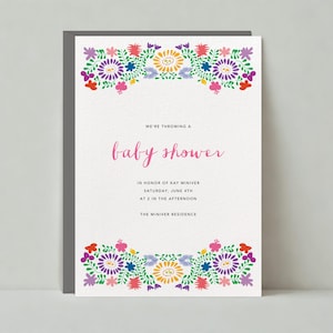 Paperless Post Anpassbare Babypartyeinladungsvorlage | Boho, fröhlich und lebendig | Blüten, Blüten, Blätter | Sofort Download