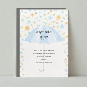 Paperless Post Anpassbare Babypartyeinladungsvorlage | Illustrativ | Aquarell, Blumen, Blau | Sofort Download