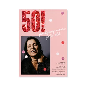 Invitación de cumpleaños / Diseño moderno y tipográfico / Cumpleaños importante / Plantilla personalizable para publicación sin papel / Descarga instantánea