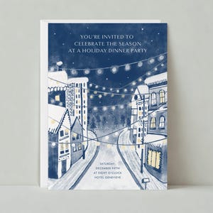Paperless Post Customizable Professional Holiday Party Invitation Template | Illustrative | Holiday, Town | Instant Download