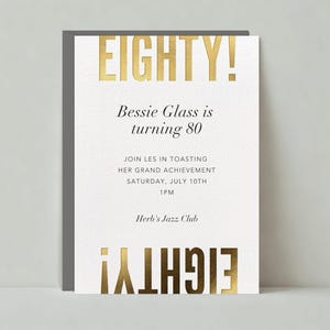 Invitación a fiesta de cumpleaños importante / Diseño tipográfico llamativo / Años 80 / Plantilla personalizable sin papel / Descarga instantánea