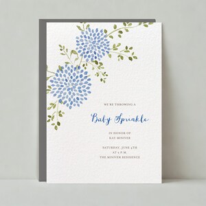 Baby Shower Einladung Vorlage | Illustrativ, Rustikal | Blütenblatt, Blume, Aquarell, Dahlie | Sofort Download, personalisierbar | Papierlose Post