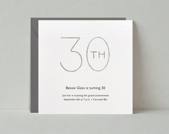 Milestone Birthday Party Invitation | Metallic, Silver, Modern, Typography |Paperless Post Customizable Template | Instant Download