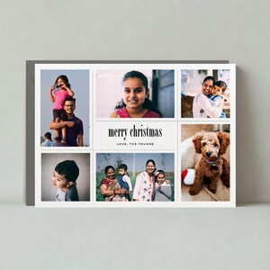 Modello di biglietto di auguri personalizzabile Paperless Post / Moderno / Biglietto di Natale, Buon Natale, Foto, Griglia fotografica / Download immediato