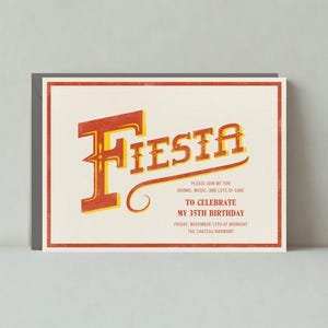 Plantilla de invitación de fiesta de cumpleaños personalizable sin papel / Negrita y tipográfica / Fiesta, óxido / Descarga instantánea