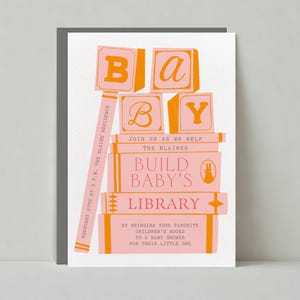 Modèle personnalisable d'invitation de fête de naissance sans papier | Illustration | Blocs de lettres, blocs de construction, livres | Téléchargement instantané