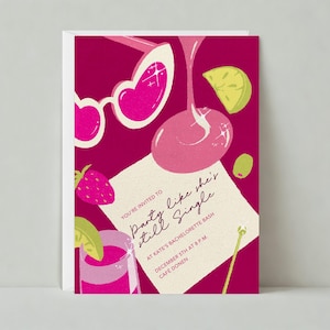 Plantilla de invitación de despedida de soltera personalizable sin papel / Alegre y vibrante, ilustrativa / Cócteles / Descarga instantánea