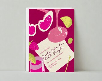Paperless Post Customizable Bachelorette Party Invitation Template | Cheerful And Vibrant, Illustrative | Cocktails | Instant Download