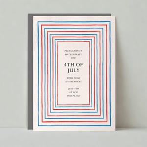 Paperless Post Customizable 4th Of July Party Invitation Template | Geometric Stripes, Patriotic, Blue, Red, Cream, Red | Instant Download