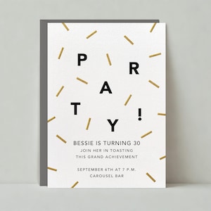 Paperless Post Anpassbare Meilenstein Geburtstagsparty Einladung Vorlage | Party, Gold, Konfetti, Ballon und Konfetti | Sofort Download