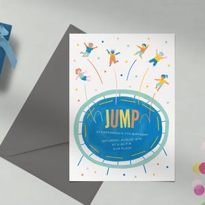 Paperless Post Anpassbare Kinder-Geburtstags-Party Einladung Vorlage | Illustrativ | Spaß, Bunt, Sprungkraft, Aktivitäten | Sofort Download