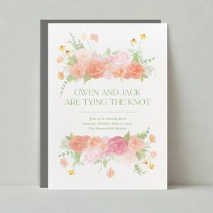 Modelo de convite de chá de panela personalizável sem papel | Ilustrativo | Flor de aquarela, aquarela, romântico | Download instantâneo