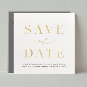 Plantilla personalizable para guardar la fecha de cumpleaños sin papel / Audaz y tipográfica, simple y minimalista, moderna / Descarga instantánea