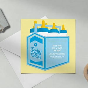 Paperless Post Anpassbare Babypartyeinladungsvorlage | Illustrativ | Baby Flasche, Bier, lustig, clever, niedlich | Sofort Download