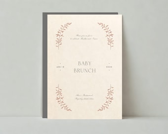 Paperless Post Customizable Baby Shower Invitation Template | Boho, Classic And Elegant | Dark Orange, Terracotta | Instant Download