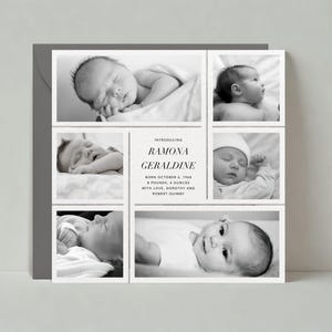 Papierlose Post Anpassbare Geburtsanzeige Kartenvorlage | Einfach und minimal, modern | Babyparty | Sofort Download