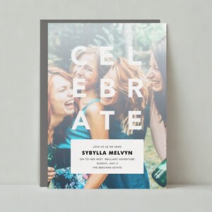 Papierloze post aanpasbare sjabloon voor afscheidsfeestje | Informeel | Mist, feest, vignet, vervagen, effect | Direct downloaden