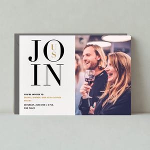 Plantilla de invitación para fiesta de otoño personalizable sin papel / Moderna, llamativa y tipográfica / Cena de otoño / Descarga instantánea