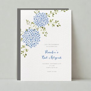 Paperless Post Customizable Bar And Bat Mitzvah Party Invitation Template | Rustic | Petals, Flowers, Watercolor, Dahlias | Instant Download