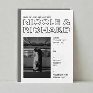 Plantilla de invitación de boda personalizable sin papel / Audaz y tipográfica / Invitación de boda moderna / Descarga instantánea