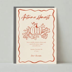 Papierloze post aanpasbare sjabloon uitnodiging herfstfeest | Illustratief | Illustraties, pompoen | Direct downloaden