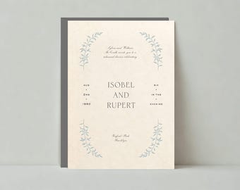 Paperless Post Customizable Rehearsal Dinner Party Invitation Template | Boho | Laurel, Classic, Powder Blue, Pale Blue | Instant Download