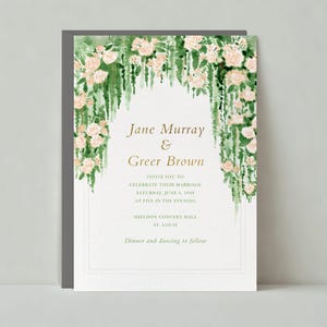 Modelo de convite de casamento personalizável sem papel | Boho, ilustrativo, romântico | Aquarela | Download instantâneo